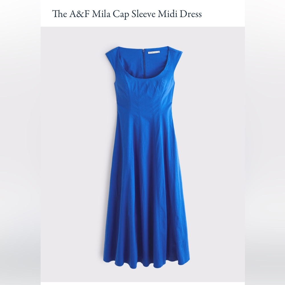 Abercrombie & Fitch Blue Cap Sleeve Midi Dress